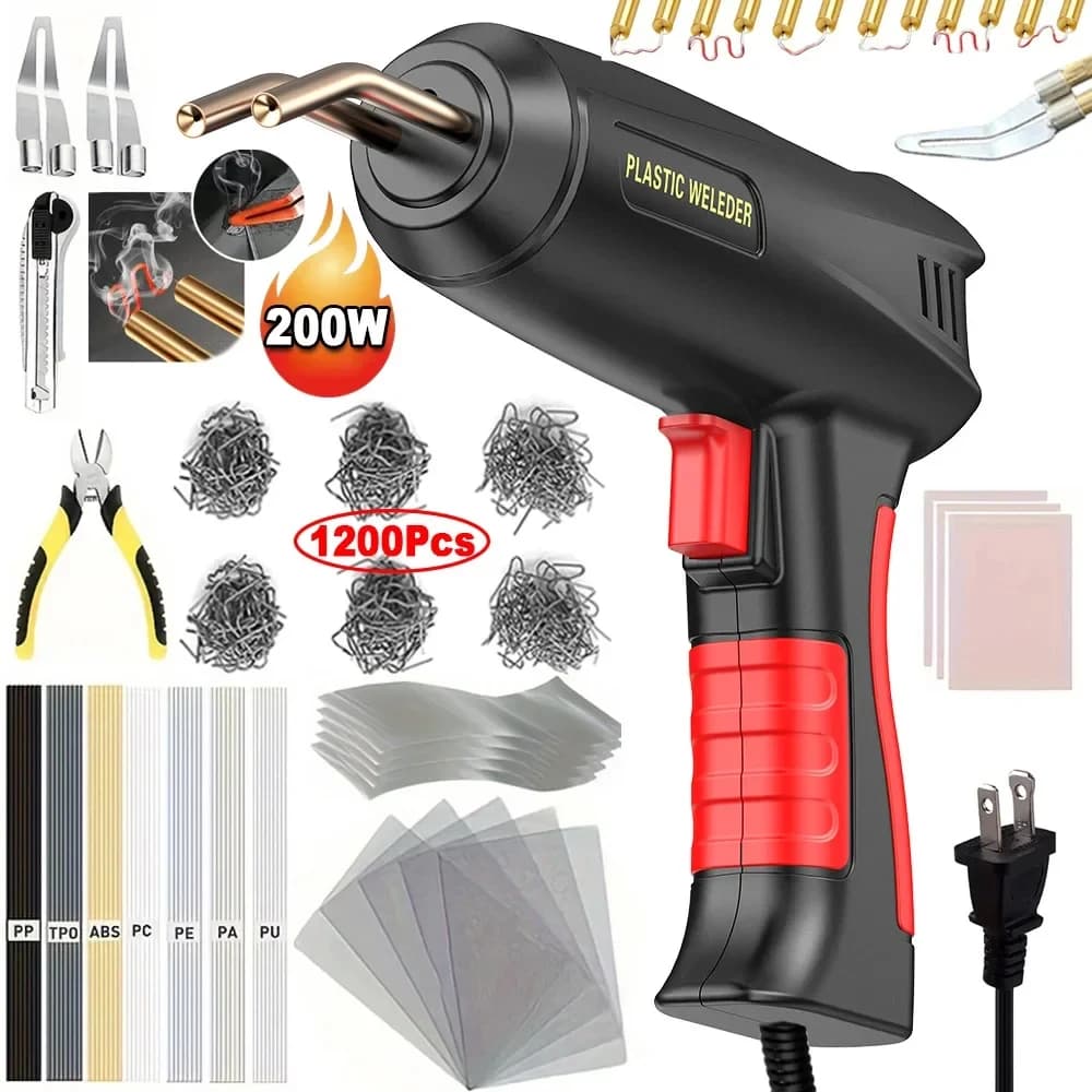 Kit di saldatura in plastica 2 in 1 aggiornato Pistola per saldatura con cucitrice a caldo 6/4 tipi di graffette per la riparazione del paraurti dell'auto Riparazione della saldatrice da 200 W