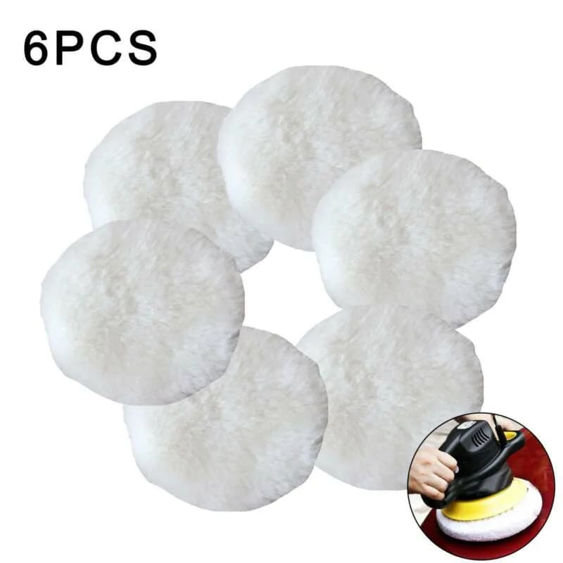 Set di 6 Cuscinetti Lucidanti in Finta Lana d'Agnello per Lucidatrice Auto da 9 e 10 Pollici (240mm) con Adattatori