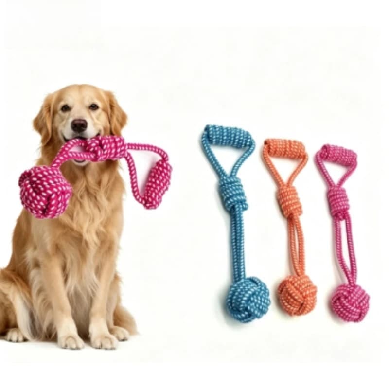 1PCS Knot Chew with Tennis Balls, Interactive Tug/Fetch Heavy Duty Dog Rope Toy for Medium/Large Aggressive Chewers