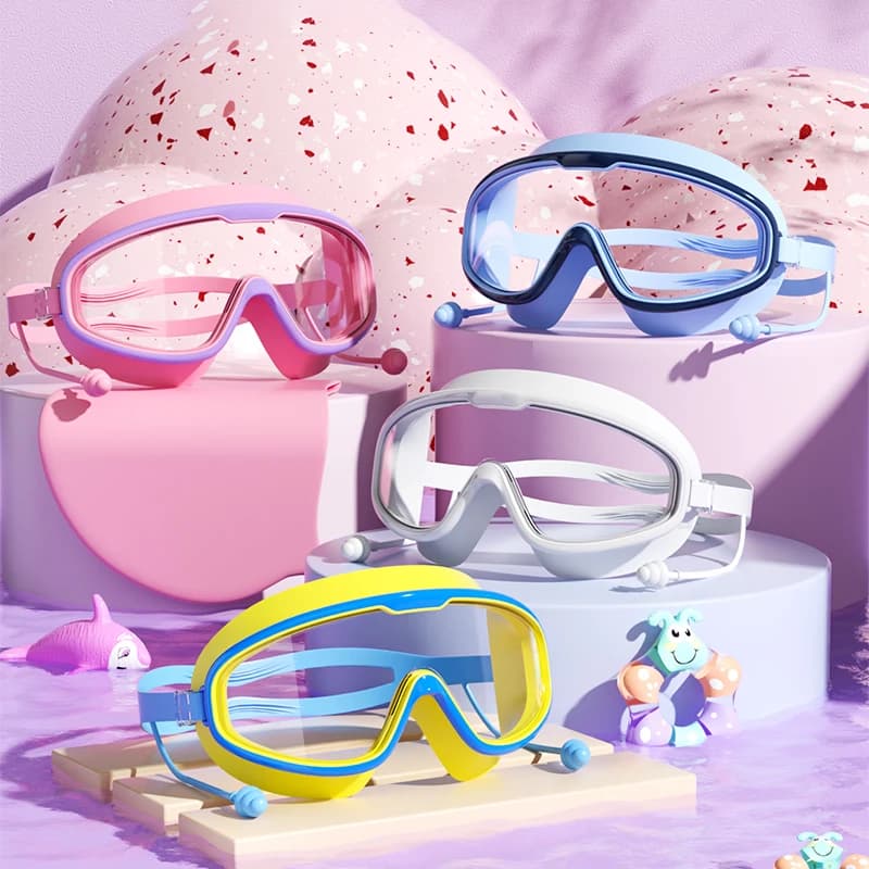 Occhialini da nuoto per bambini con montatura grande, visione HD, antiappannamento, impermeabili, per bambini e bambine, multicolore tra cui scegliere