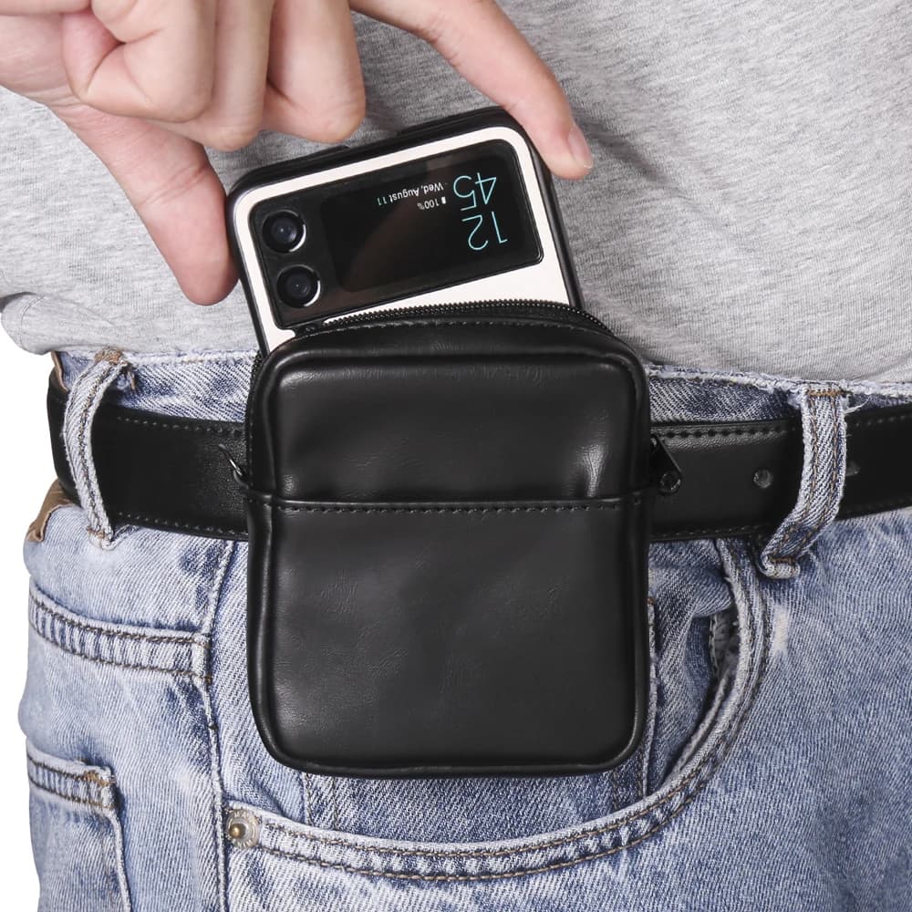 FULAIKATE Crazy Hores Phone Bag per Samsung Z Flip6 marsupio universale per Motorola Razr 50 Ultra Belt Case per ZFlip3 Pocket