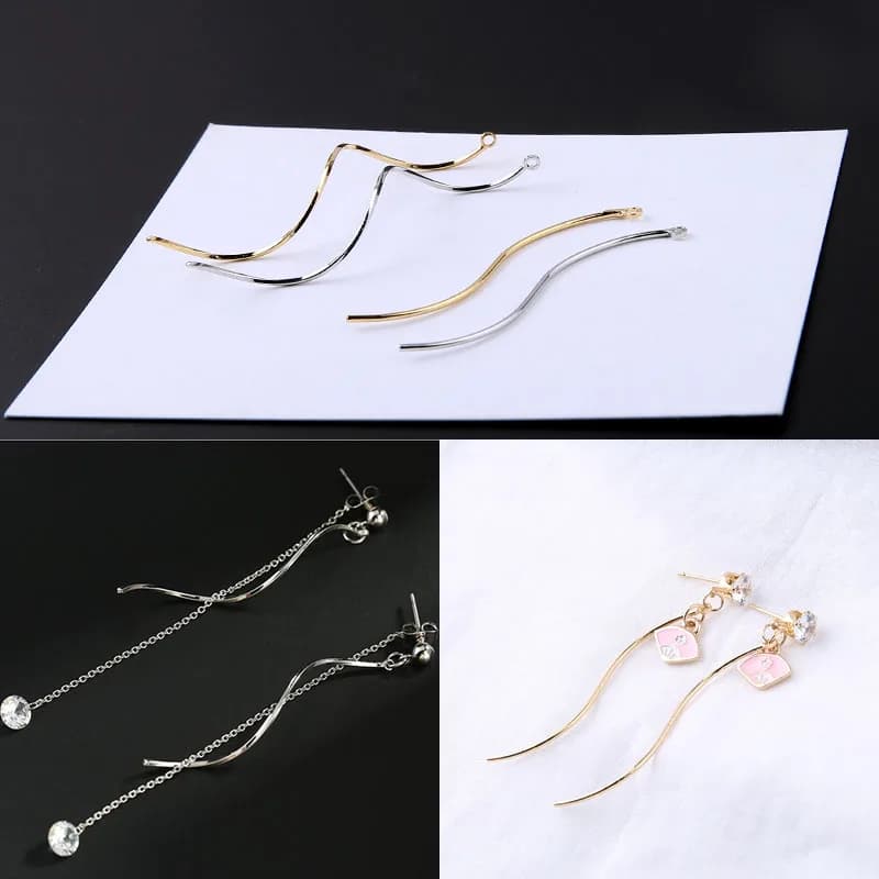 1pcs Diy Jewelry Accessories 18k Electroplating Color Retention S Rotating Curved Earrings Pendant Handmade Material Charms
