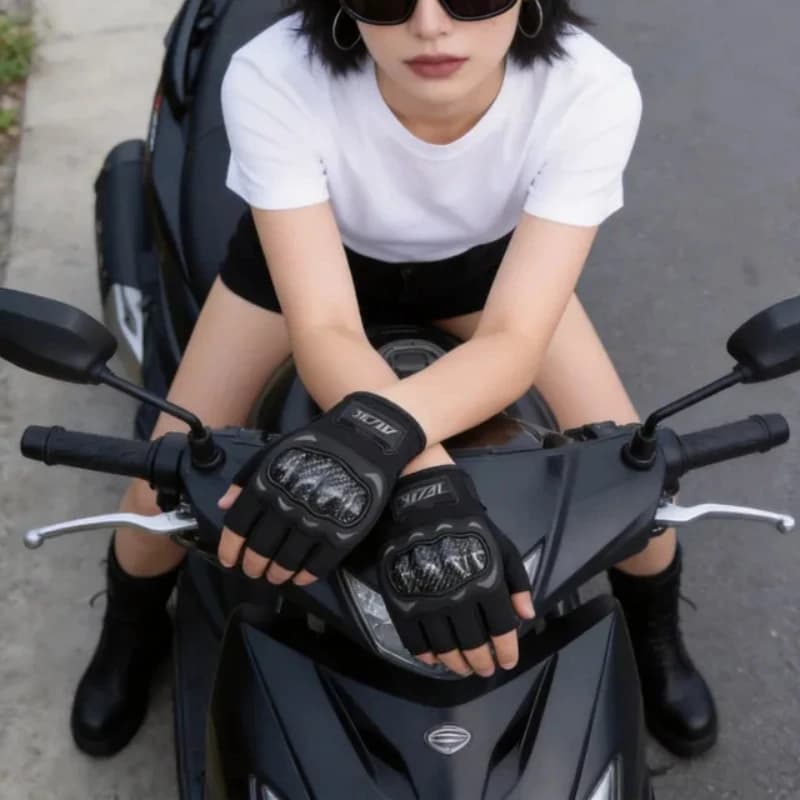 VEMAR Half Finger Motorcycle Gloves Summer Breathable Mesh Hard Shell Protective Gear Motorcycle Motocross Riding Gloves M-XXL