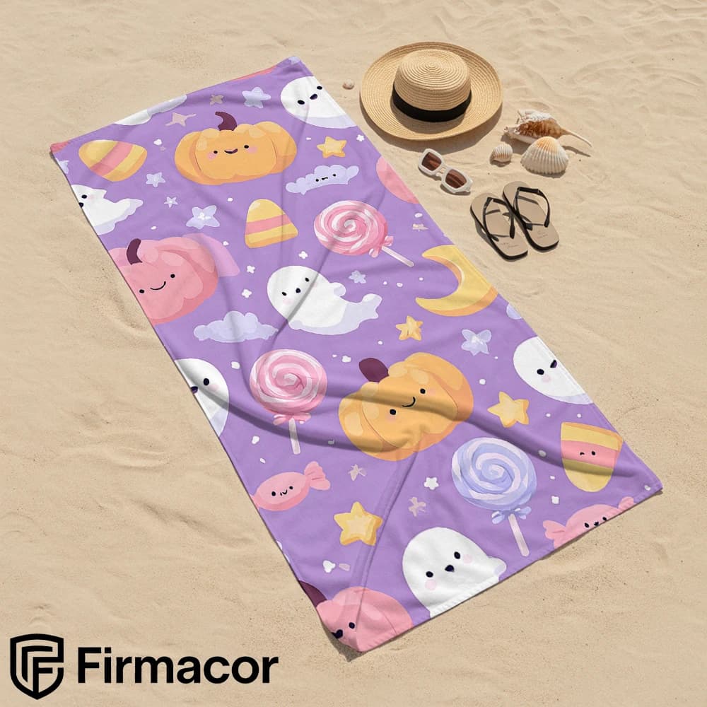 Halloween Candy Ghost Microfiber Beach Towel Quick Dry Sand Free Oversized Soft Absorbent Bath Towel for Swimming Pool Travel