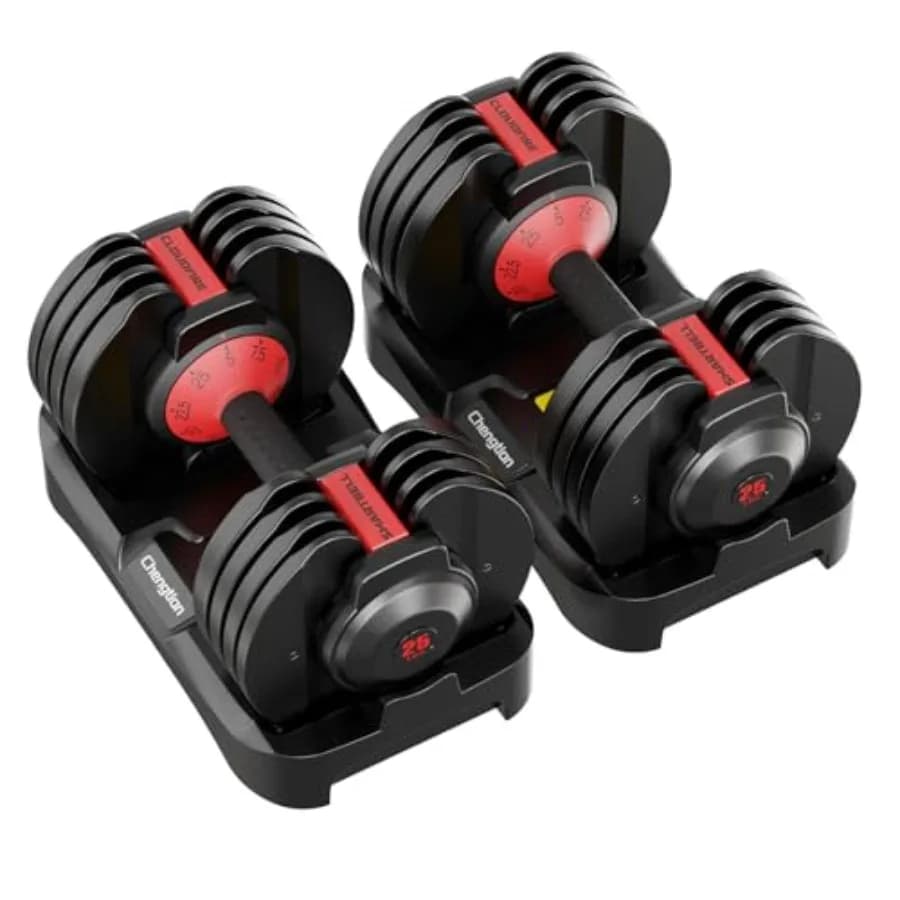 Set di manubri regolabili aggiornati da 25/25,5 kg (15/9 libbre) con 15/9 pesi, per allenamento a casa, impugnatura antiscivolo, sicuri e senza riscatti.