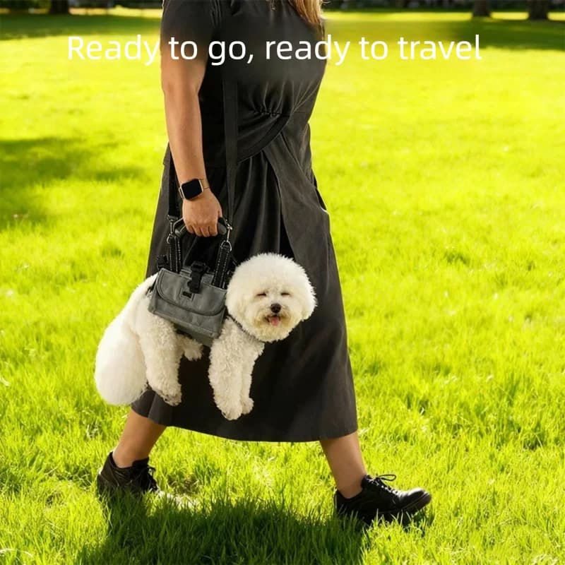 Nuova borsa da viaggio regolabile a tracolla per cani con clip per guinzaglio, zaino multifunzionale estivo per il trasporto di animali domestici, adatto a tutti i cani