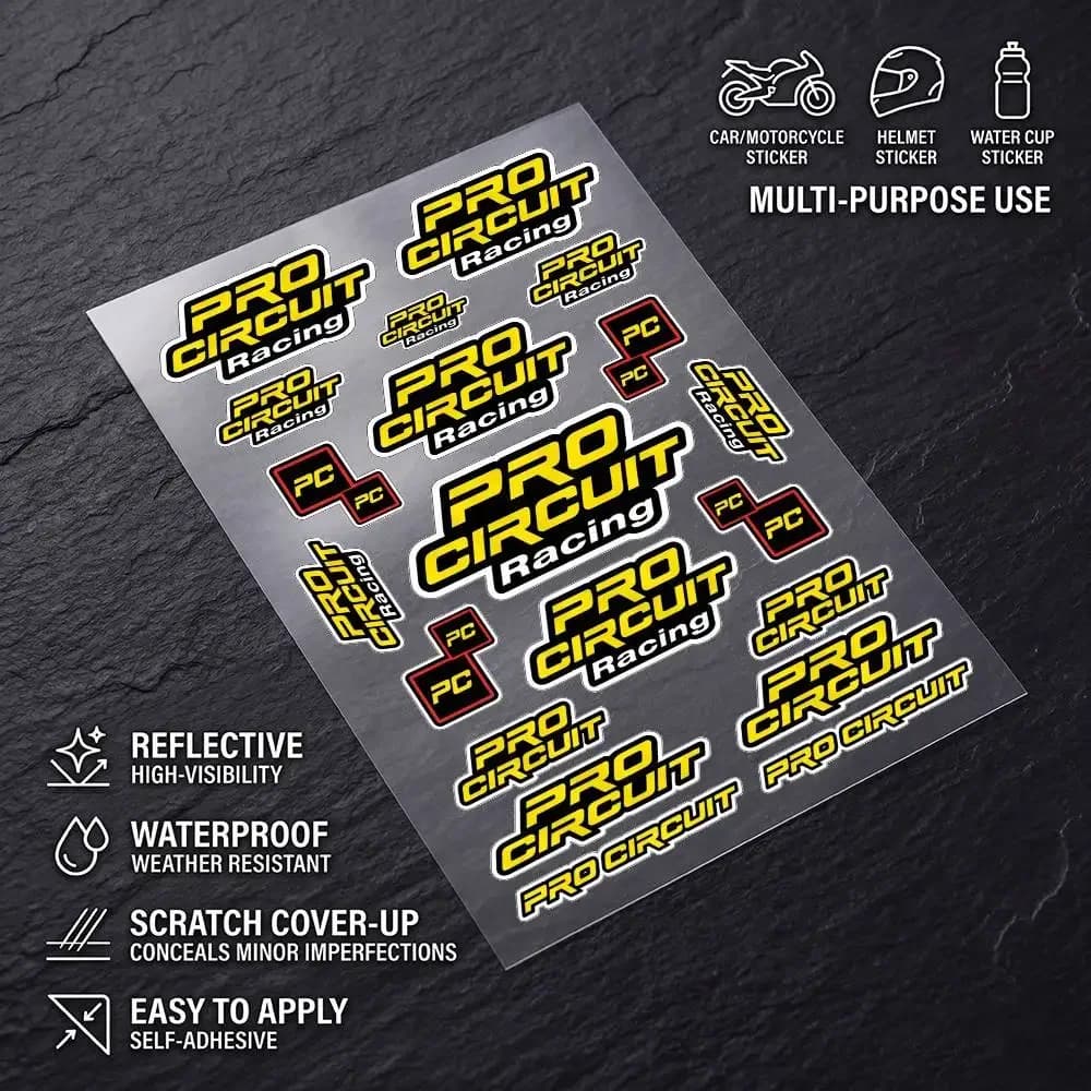FOR Pro c-Circuit Universal Multi-Purpose Reflective Waterproof Stickers Scratch Conceal Auto Bike Helmet Mug Fridge Decoration