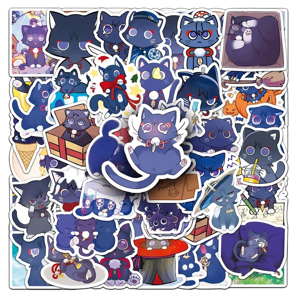 10/30/50pcs Gioco Genshin Impact Anime Gatto Adesivi Wanderer Balladeer Scaramouche Cartoon Decalcomanie per Bottiglia d'acqua Telefono Notebook