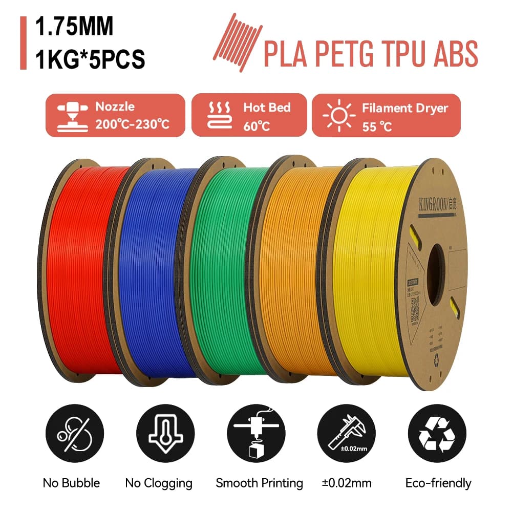 Filament for 3D printer with 5 kg filament coil PLA PETG TPU ABS 1,75 mm 1 kg per 3D printer