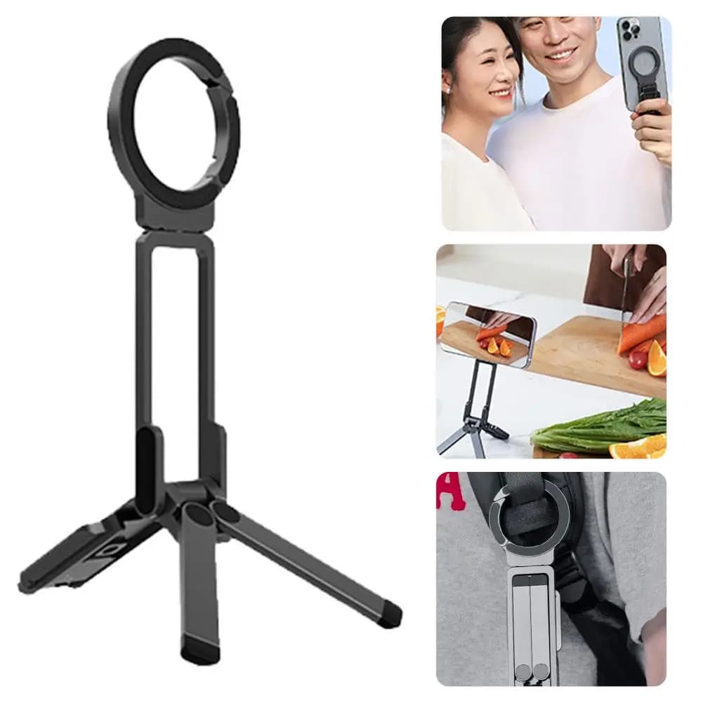 Supporto magnetico per telefono con interfaccia multifunzione per fotocamera, treppiede portatile per streaming live ed escursioni, realizzato in ABS C3Q2