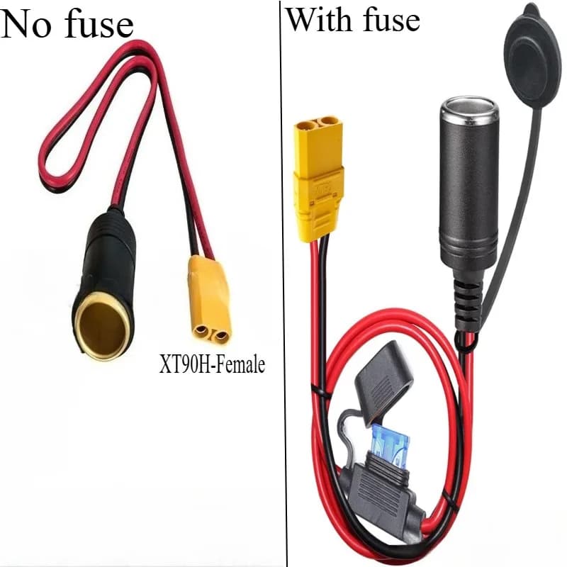 30A High Power XT90 Male/Female to Pure Copper Cigarette Lighter Female Connector Car Charger Plug 24V/360W Adapter