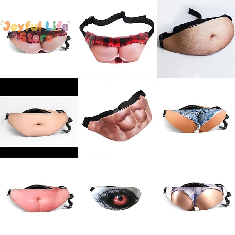 Hot Sale Funny Dad Bod Money Belt Bag Womwn Travel Shoulder Bag Flesh Creative Fanny Pack Beer Fat Belly Bum Pouch Waist Bag