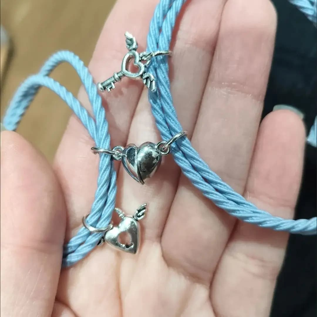 Braccialetti magnetici per coppie con chiusura a cuore, catena magnetica da polso, gioielli per innamorati, design con corda intrecciata per uomo e donna
