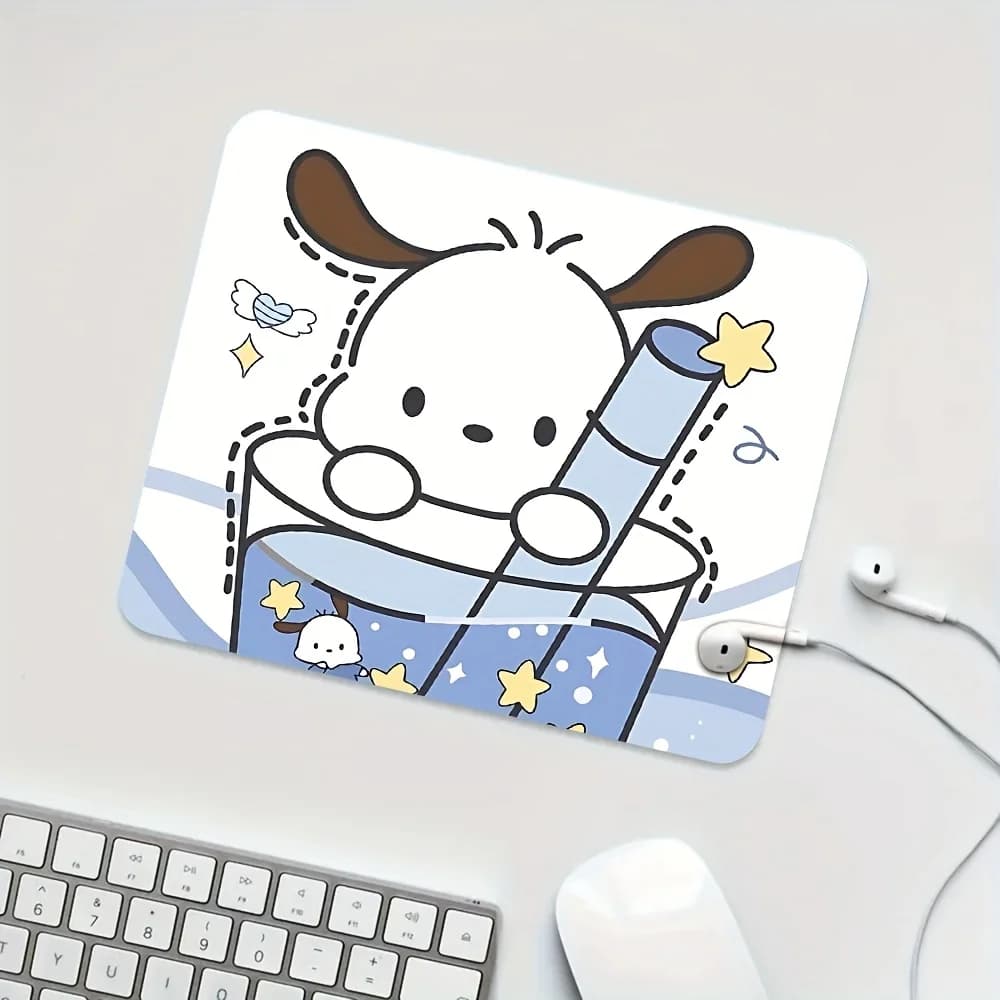Tappetino per mouse in gomma bianco con simpatico cagnolino, base antiscivolo, adatto per ufficio, studio e giochi, portatile e resistente, tappetino da scrivania