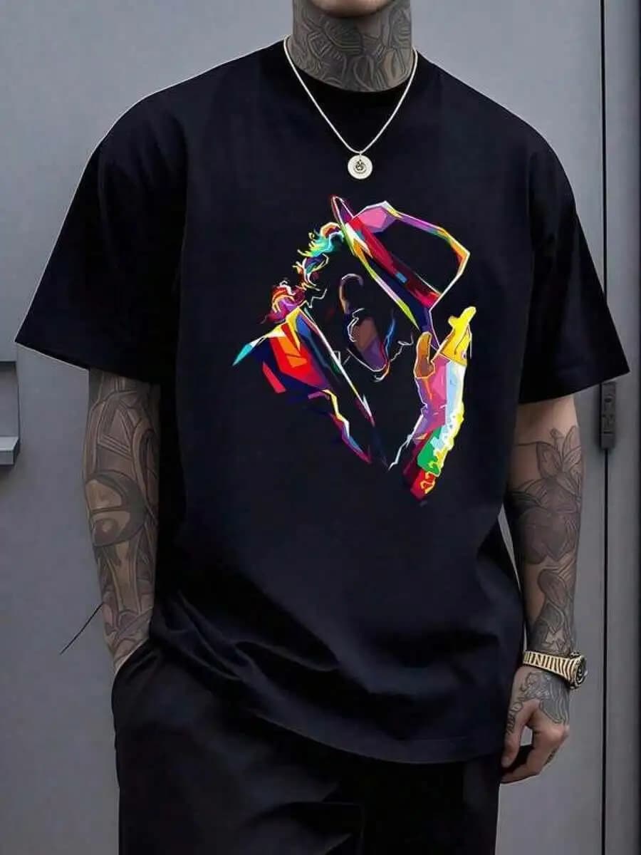 T-shirt classica di Michael Jacksons King Of Pops, t-shirt rock alla moda da uomo, t-shirt punk, super