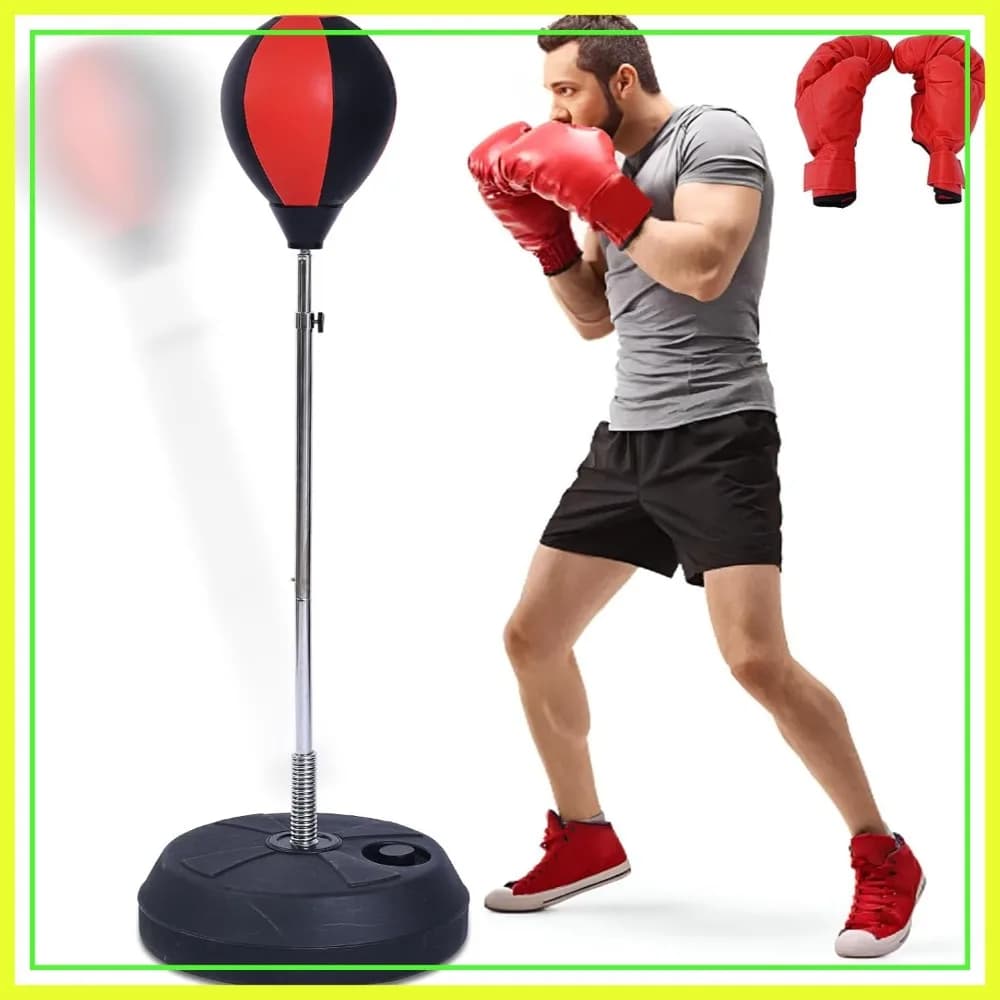 Sacco da Boxe con Supporto, Altezza Regolabile, per Adulti e Giovani, Allenamento Domestico, MMA, Fitness, Antistress