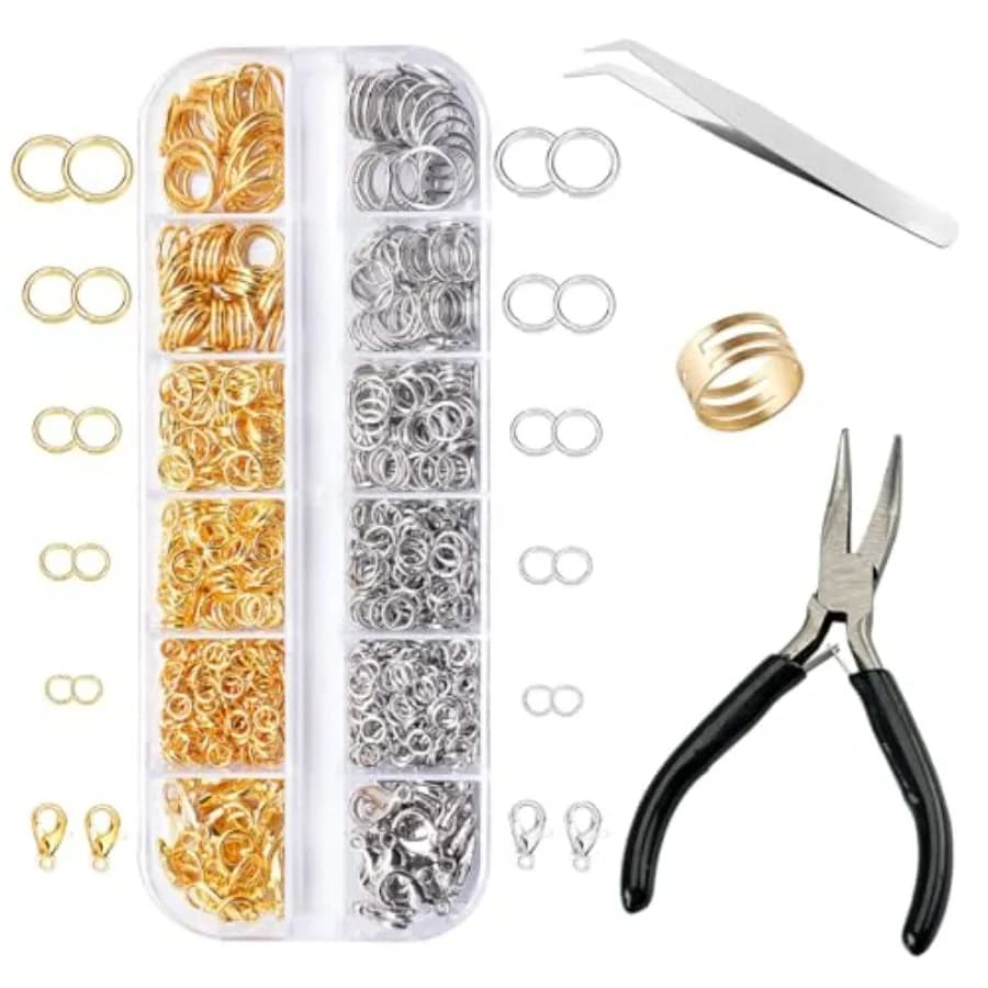 1200PCS Jewelry Making Supplies, Open Jump Rings and Lobster Clasps Jewelry Kit with Jump Ring Pliers Used Necklace Repair with