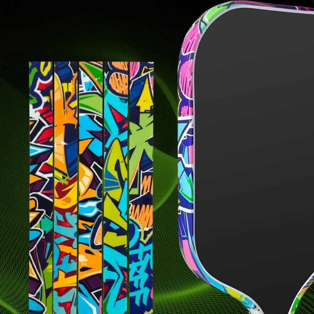 1PC Random Graffiti Pickleball Racket Edge Sticker Scratch-proof Anti-fall Paddle Head Edge Tape Shock Absorption Decor