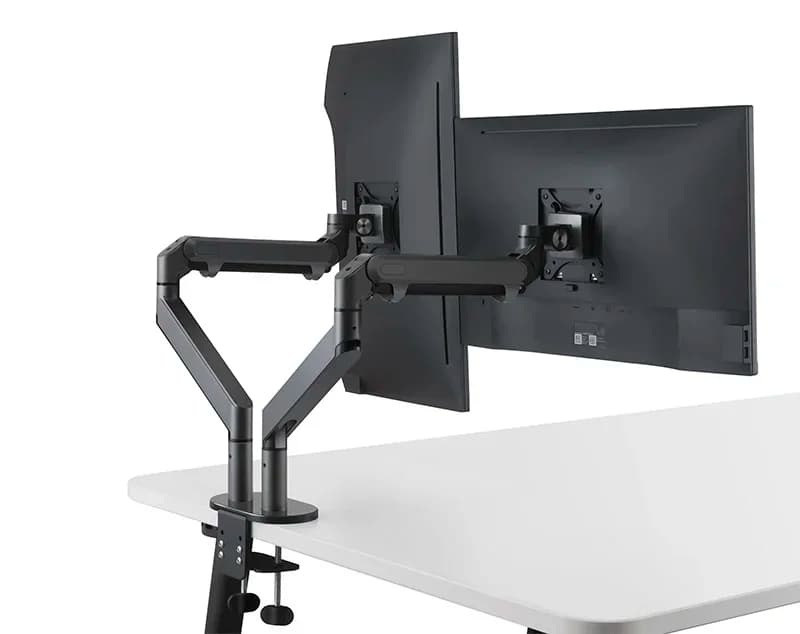 Best Aluminum Desktop 17-32 Inch Dual Screen Monitor Holder Arm Full Motion Gas Strut Mount Stand Load 2-8kg Gas Spring