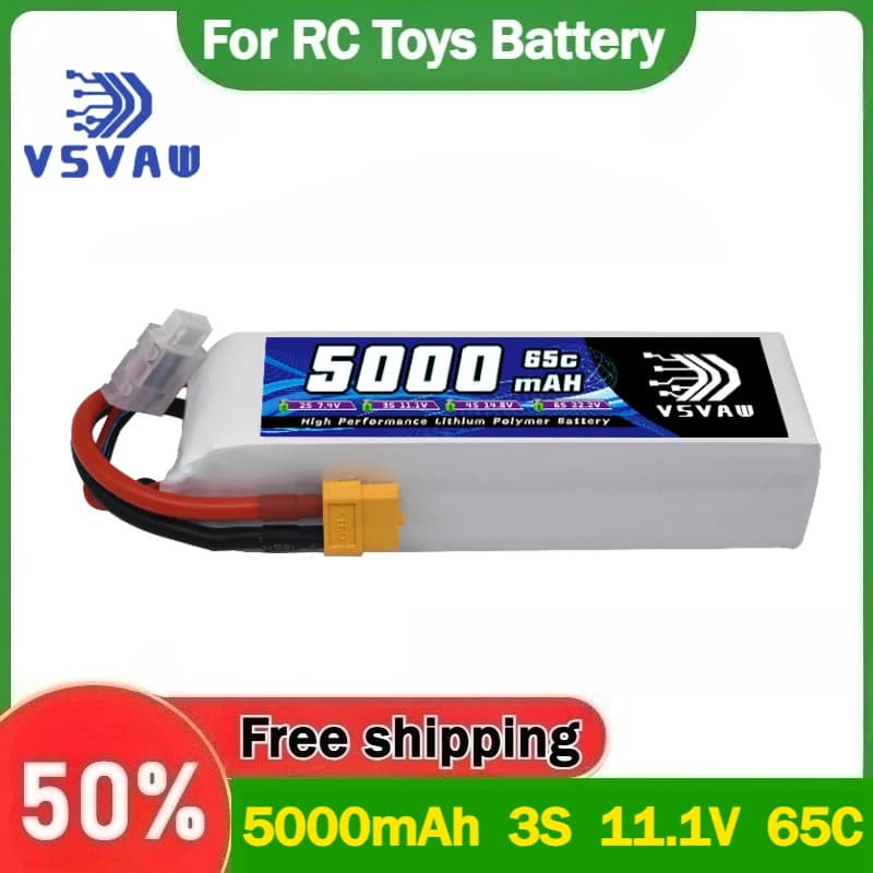 Modello di auto RC telecomandata 5000mAh 3S 11.1V 65C, modello di barca, serbatoio, batteria al litio per elicottero
