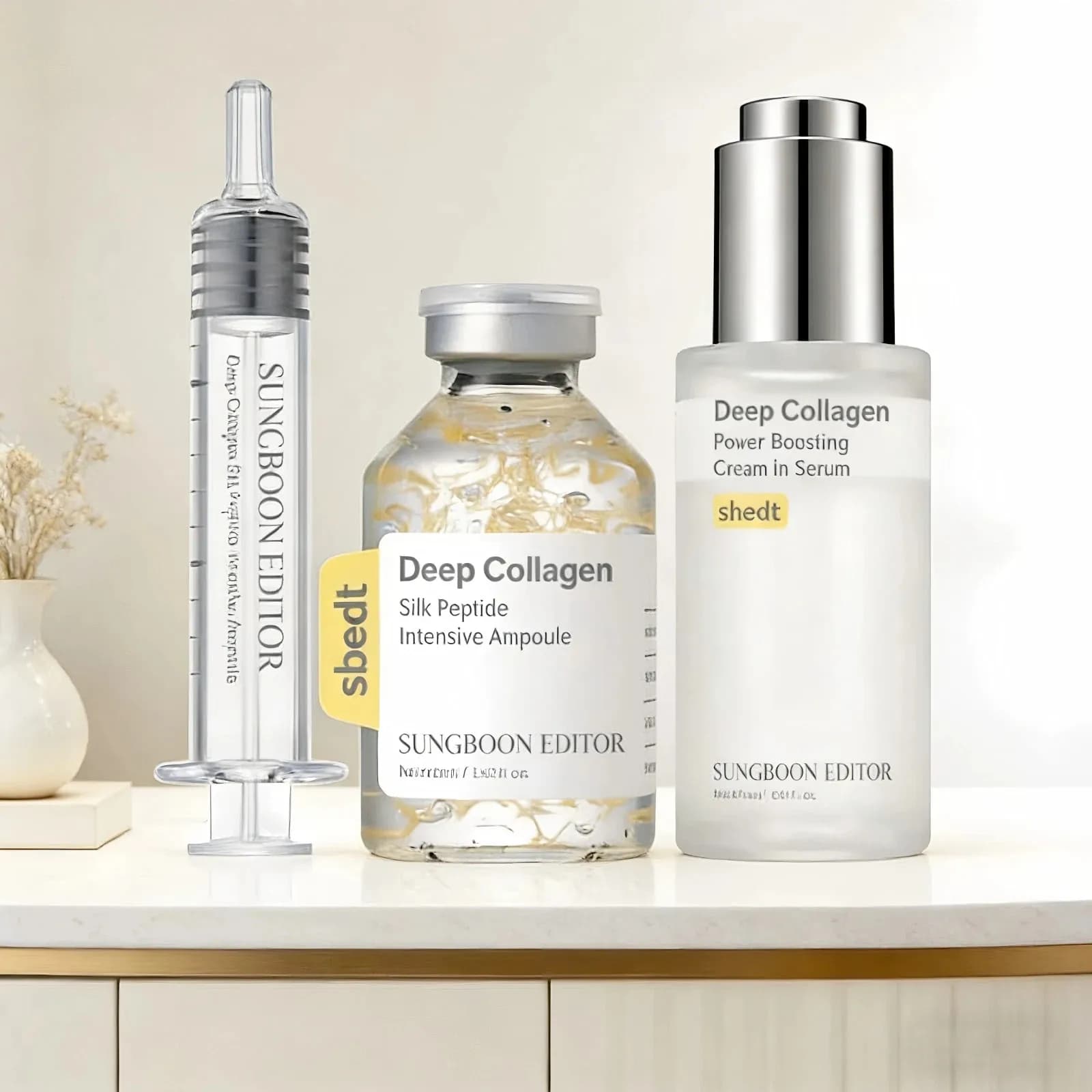 Sungboon Silk Collagen & Peptide Face-Lift Duo: Ampoule + Siero, 8 HA, Rassodante