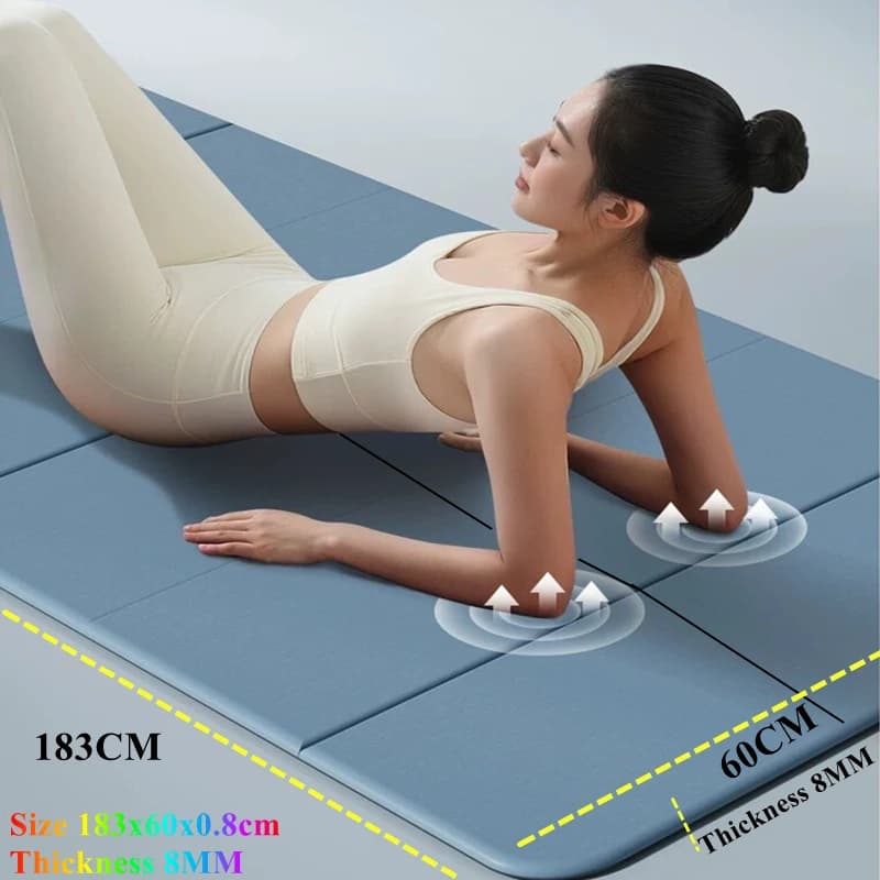 Yoga mat 183x60x0.8 cm bifacial anti-slip for yoga waterproof exercise gym folding mat for fitness travel exercises
