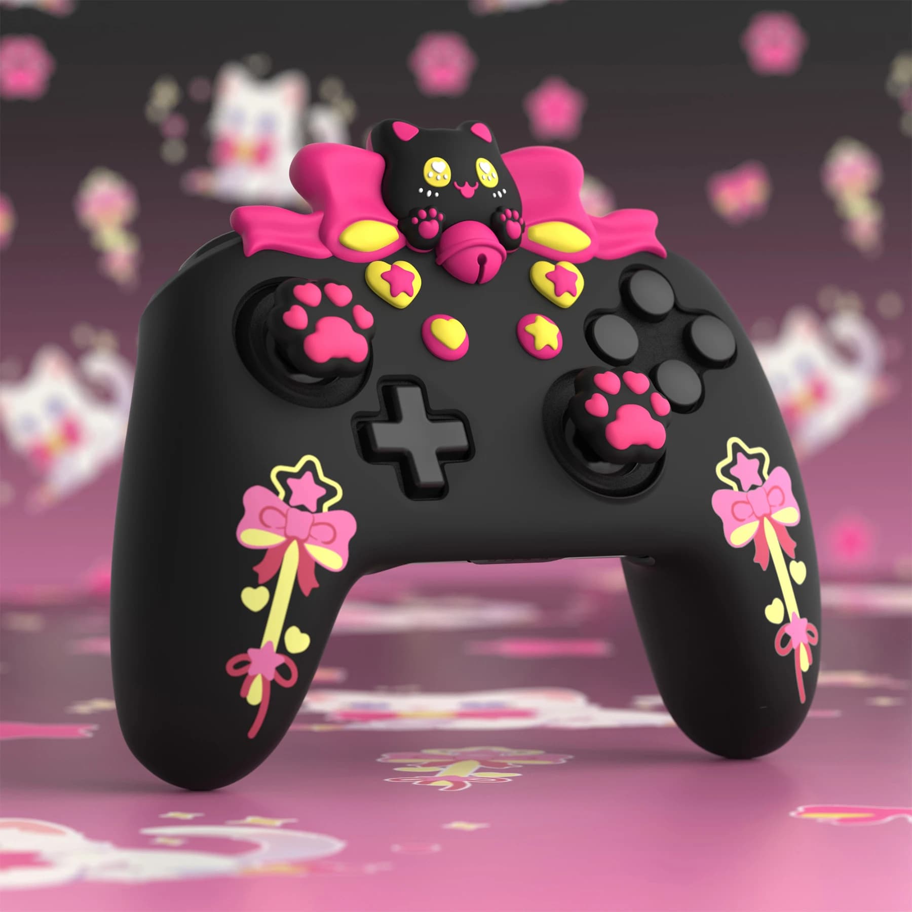 Cover in silicone PlayVital per controller Nintendo Switch Pro, impugnature per joystick Kawaii e custodia protettiva in silicone - Sweetheart Kitty