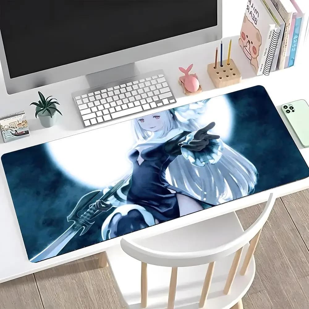 Tappetino per mouse della serie di giochi RPG giapponesi, tappetino per mouse grande da gioco con bordi rinforzati, tappetino per tastiera e scrivania per computer