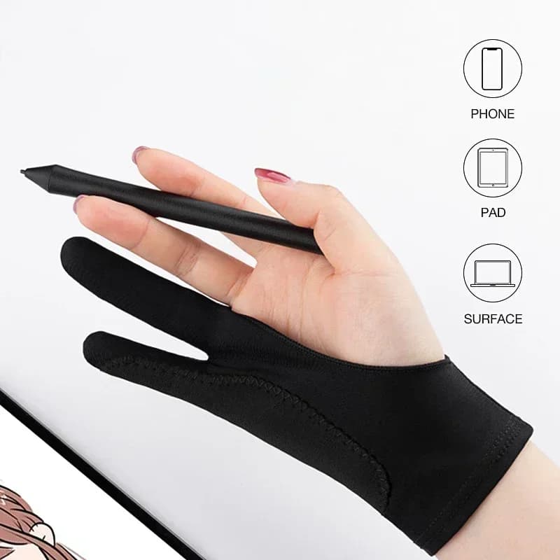 Guanti da disegno a due dita S/M/L Anti-touch Anti-fouling per tablet Scheda digitale Touch Screen Pittura a olio Forniture artistiche per ufficio