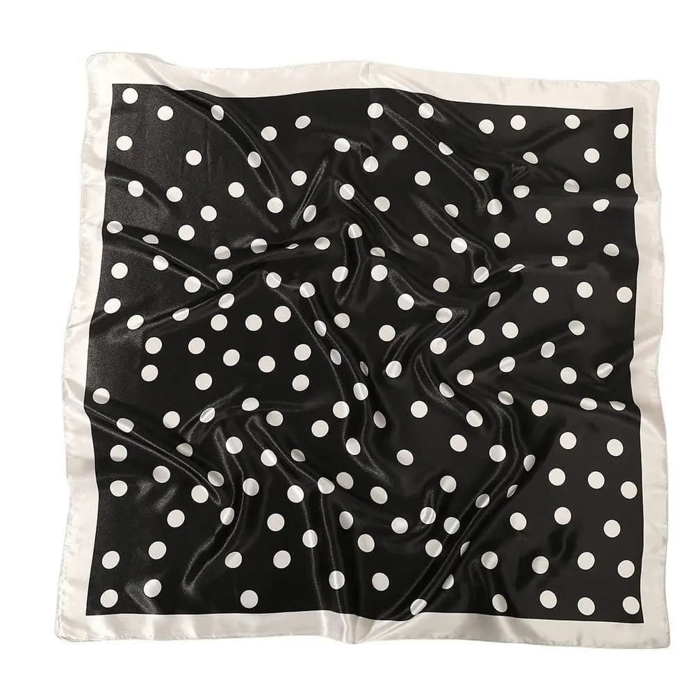 New Silk Satin Dot Print Square Scarf Dot Pattern 90cm Silk Scarf Luxury Head Wraps Women