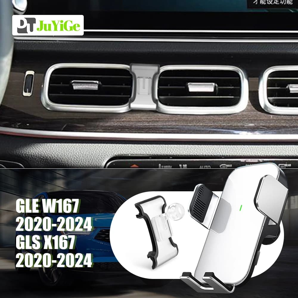 Per Mercedes Benz GLE Classe W167 V167 GLS Classe X167 2020-2024 Supporto per telefono cellulare per auto Speciale ricarica wireless magnetica solare