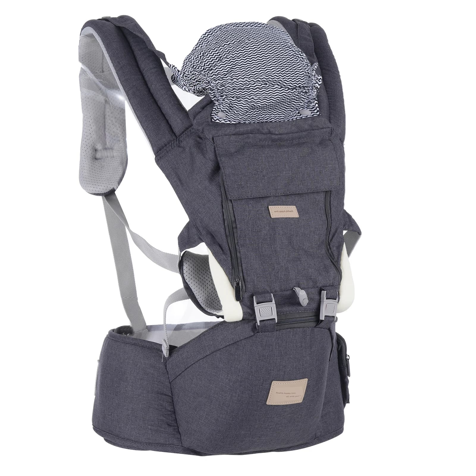 Marsupio Ergonomico con Seduta Ergonomica, Molteplici Posizioni di Trasporto, Supporto Lombare, Sgabello Angolato, Morbido e Traspirante