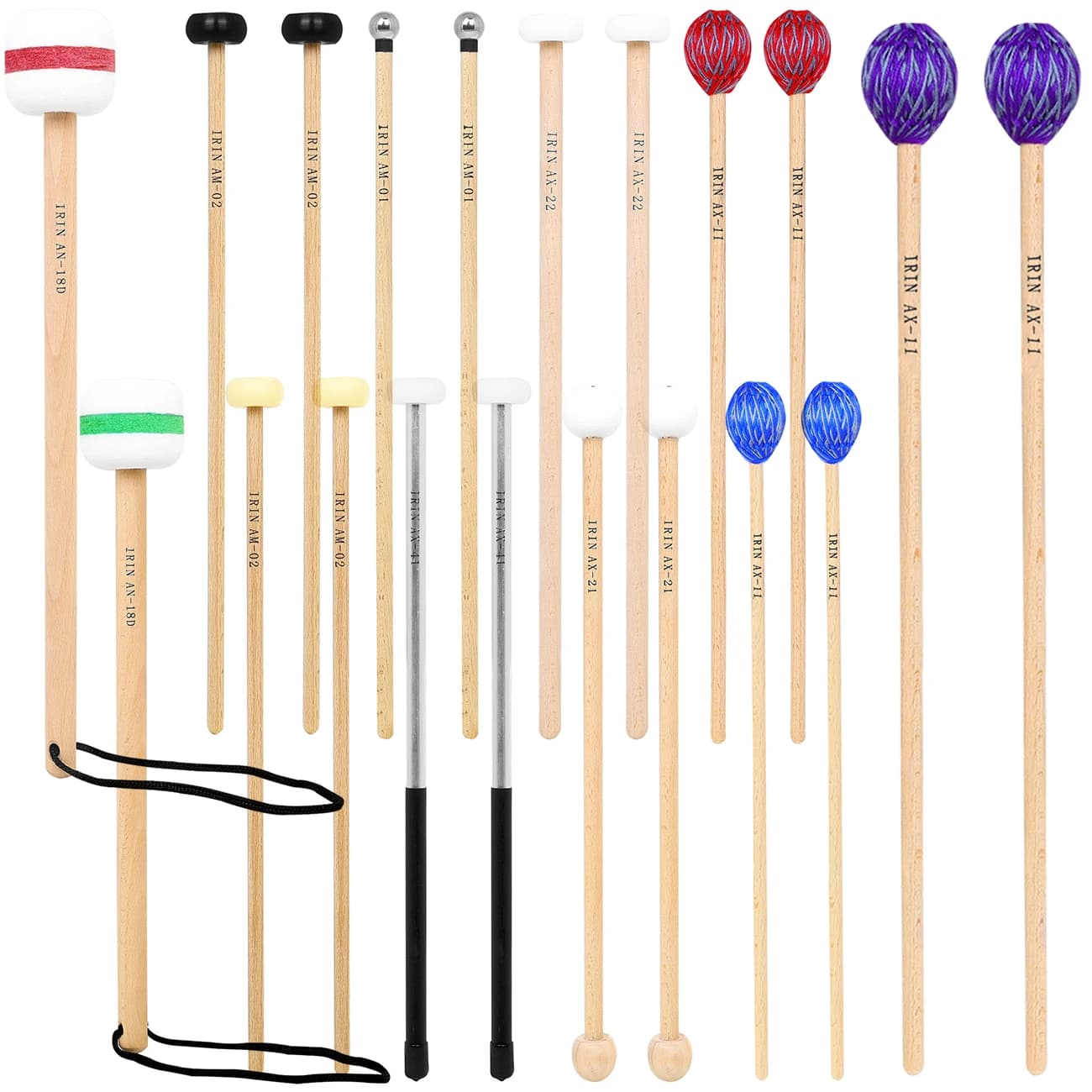 Available in Multiple Colors Percussion Instrument Drumsticks Mallets Jazz Drum Stick Double Headed Soundhammer for Drum Marimba