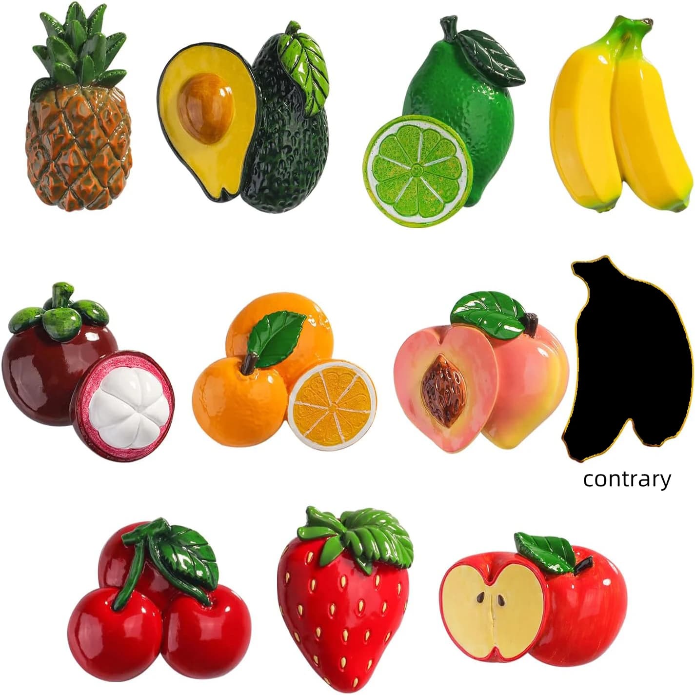 Set di piastrelle da frutta 2D Falt 10 carino - Decorazione magnetica Lavastoviglie/frigorifero/lavagna universale, regalo di Natale