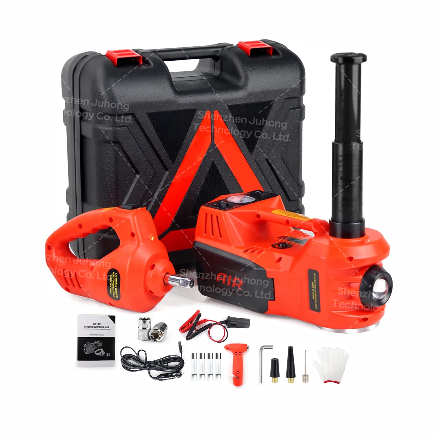 Martinetto per auto elettrica idraulica mini portatile tutto in uno da 12 V e gonfiatore per pneumatici