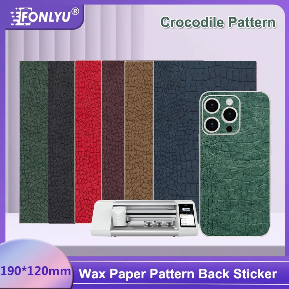 Fonlyu Wax Paper Texture Crocedile Pattern Back Sticker For iPhone Decorative Skin for Mobile Phone Film Cutting Machine Plotter