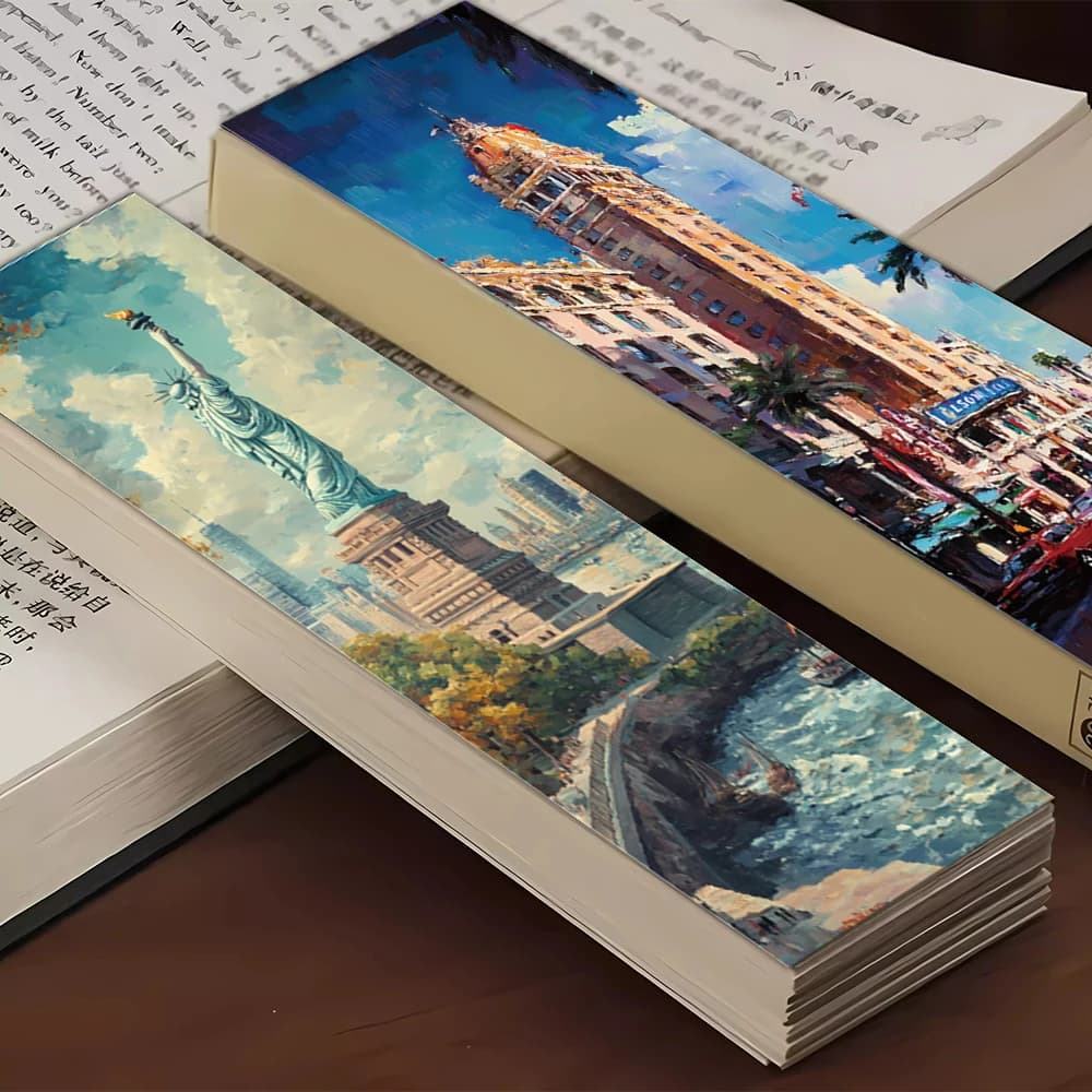 32pcs, Oil Painting Architecture Series Bookmarks for Teachers, Readers and Book Lovers, Bookmarks, Gifts, Parties, Birthday