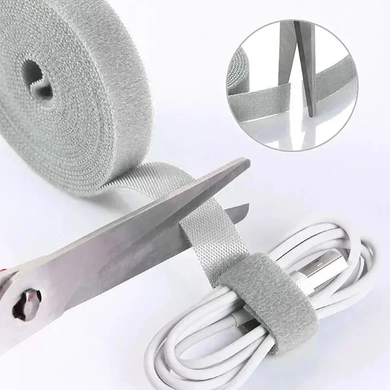 Adhesive Cable Management Ties - Hook and Loop Fastener Wire Winder, USB/Cord Keeper for Earphone, Mouse & USB Cables