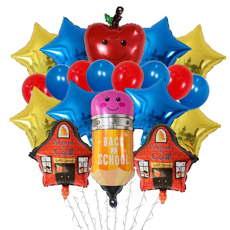 20pcs Back To School Foil Balloons Set Stationery Helium Balloon Pencil Balls Back To School Decortion Campus Classroom Decorate