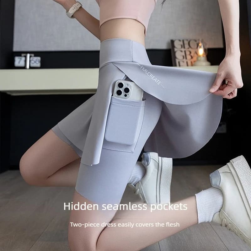 Summer Pants 3 in 1 for Women with Pocket and skirt, Cycling and Yoga Shorts, Multifunctional Sports Pants for Women