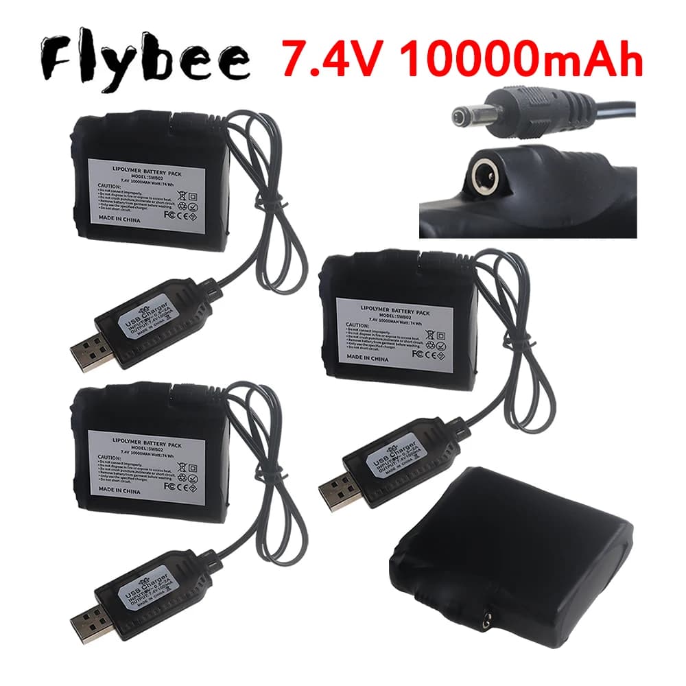 Guanti Riscaldanti Elettrici USB con Batteria Li-Polymer 7.4V 10000mAh per Guanti da Ciclismo, Calze e Guanti da Moto Riscaldati