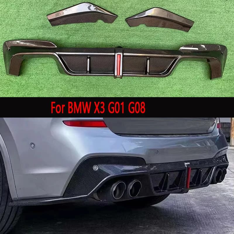 For BMW X3 G01 G08 2019+ Carbon Fiber Diffuser Back lip Car Rear Bumper Diffuser Rear Splitters Spoiler Car body kit