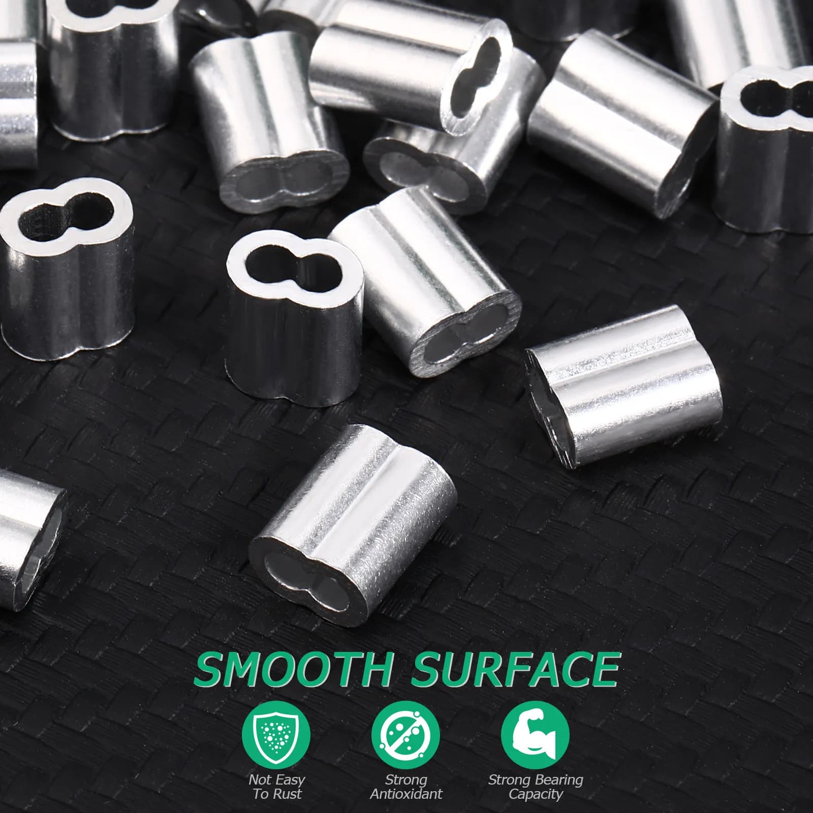 100Pcs Steel Wire Rope Clamps Aluminum Durable Cable Protection Marine Industrial Rigging Cable Crimps Clip Wire Sleeves
