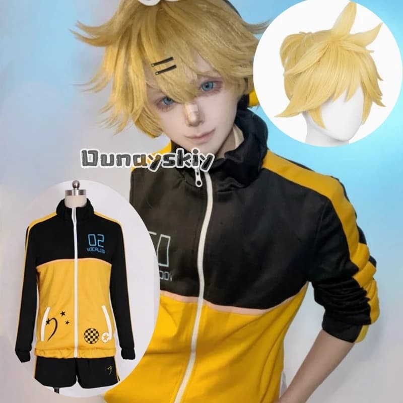 LWW*18 Costume Cosplay Len, Set Sportivo Completo per Uso Quotidiano ed Eventi Cosplay, Costume per Feste di Halloween, Progetto Giallo