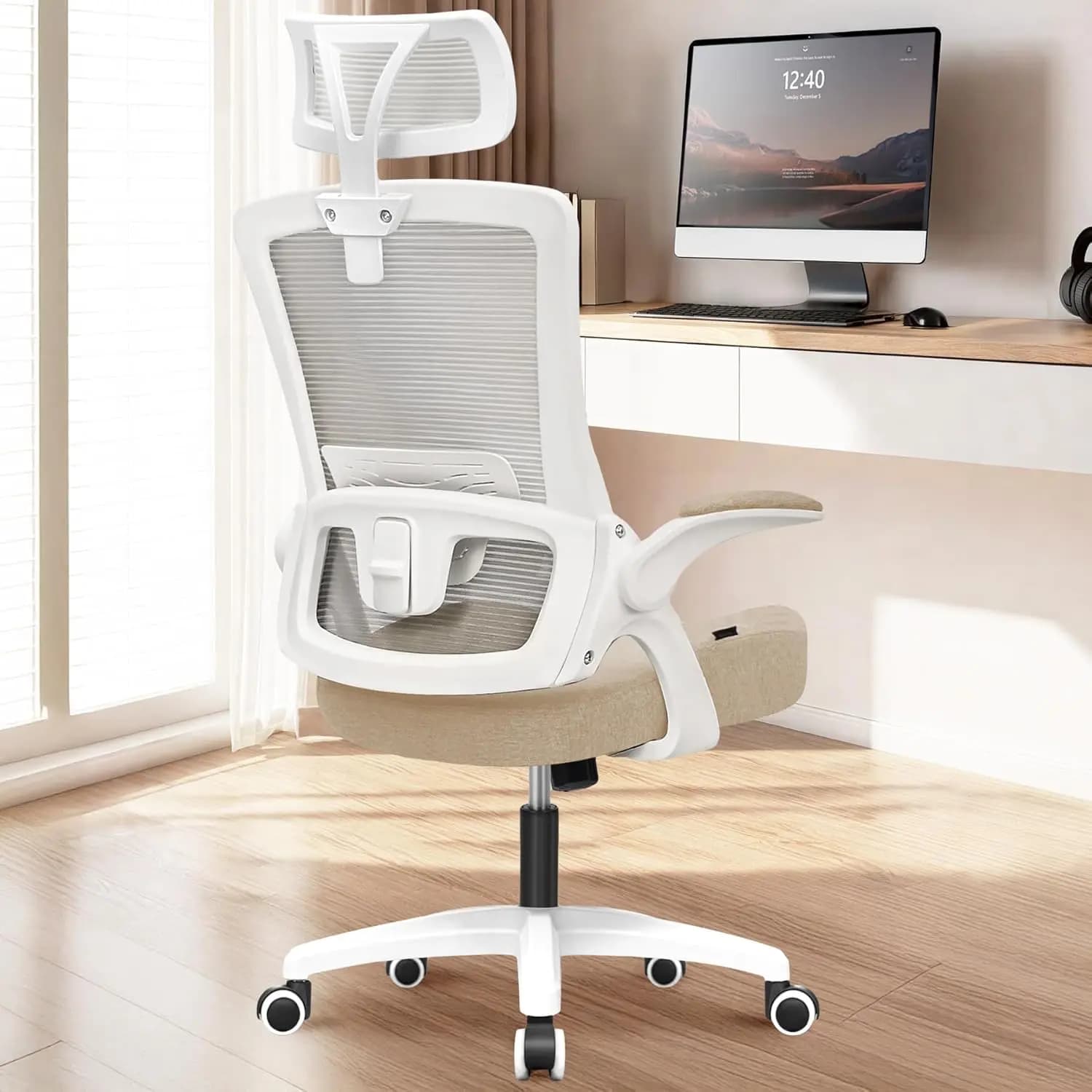Sedia da Ufficio Ergonomica con Schienale Alto in Rete, Seduta da Gaming con Braccioli Regolabili e Supporto Lombare, Personalizzabile