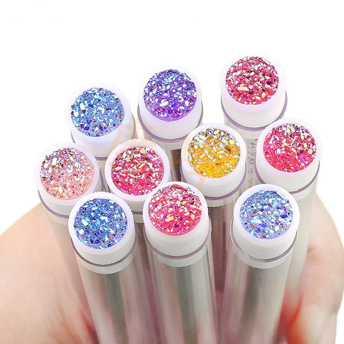 50Pcs Eyelash Brush Tubes With Crystal Lash Mascara Wands Eyebrow Comb Spoolies Container Replaceable Makeup Applicators Tool