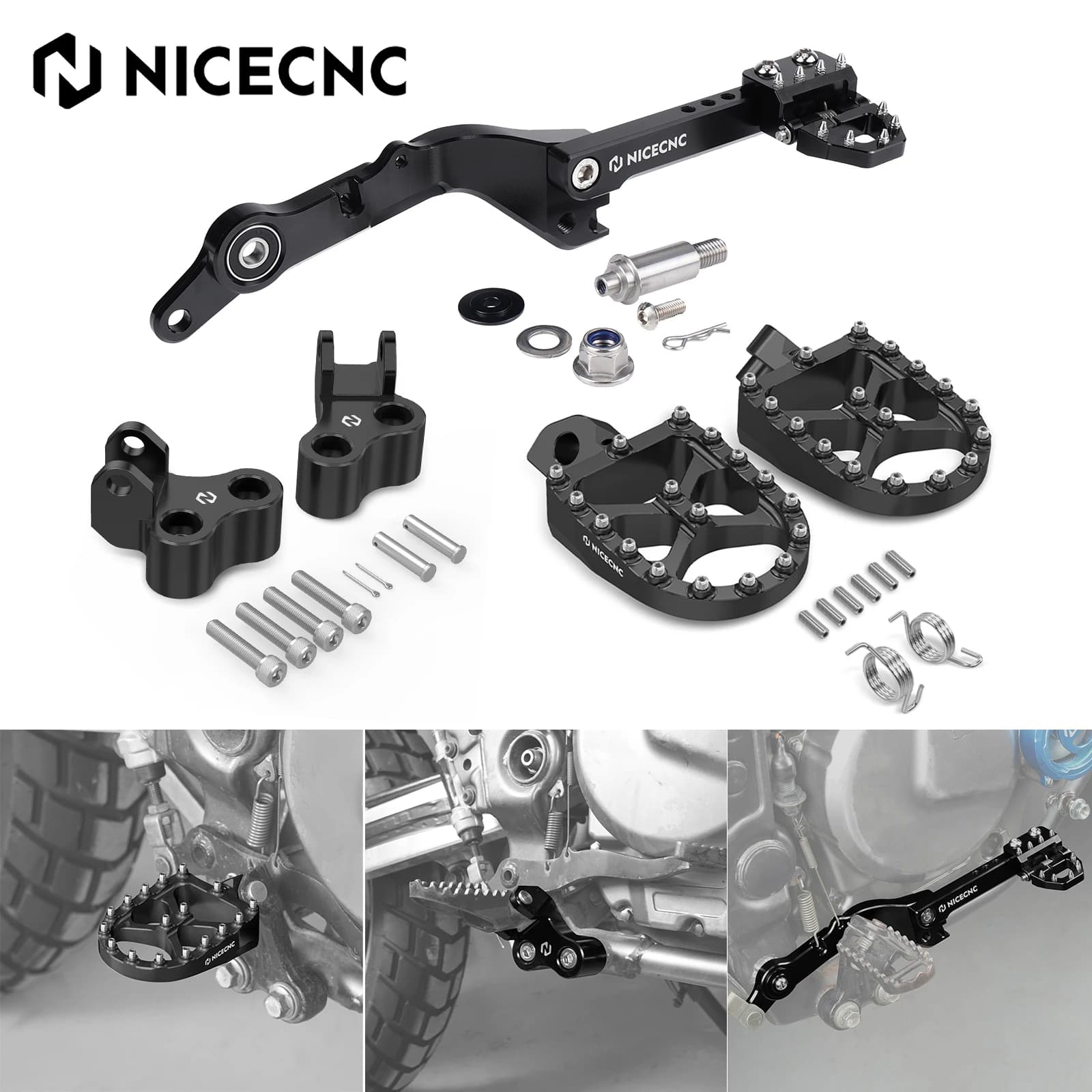 For Suzuki DR650S DR650SE 1996-2025 Footrests Footpeg Bracket Rear Brake Lever Pedal Lowered 1.5" 25.4mm DR650 S DR650 SE DR650