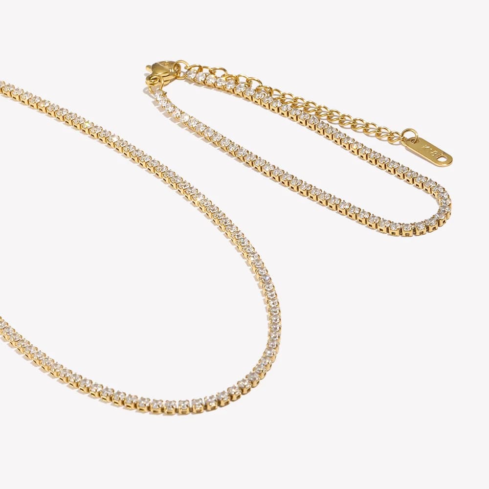 E.B.belle New Blingbling Romantic AAA zircone stone 14K gold plated necklace necklace bracelet set