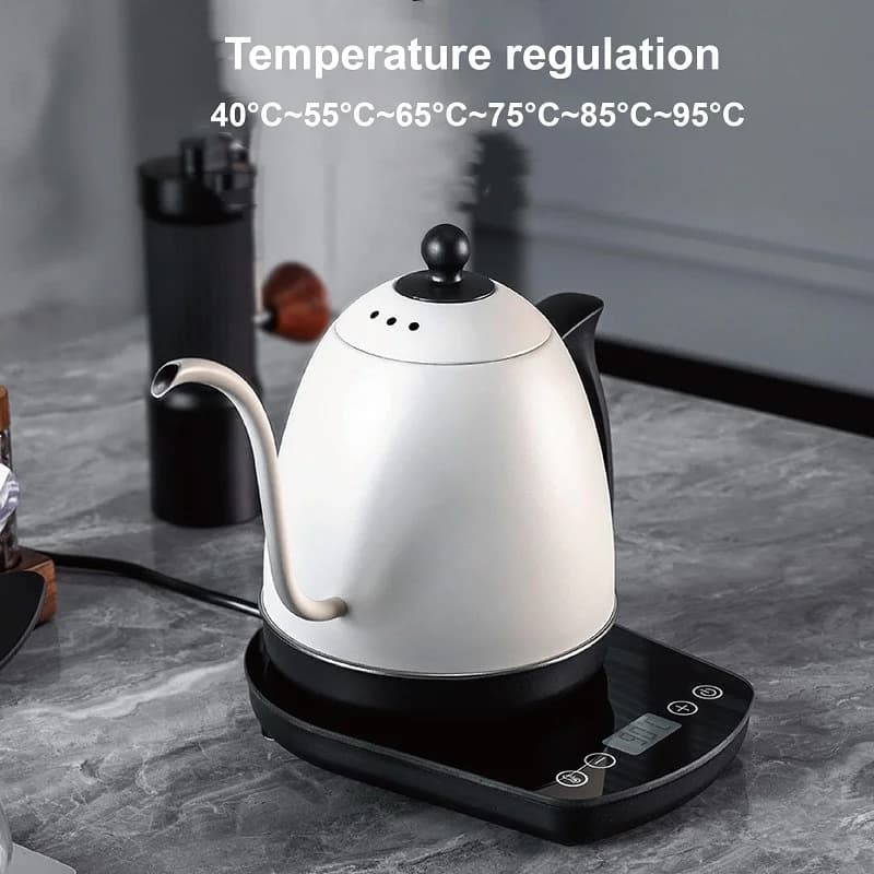 800ml Mini Gooseneck Coffee Pot Home Electric Kettle Temperature Control Long Mouth Teapot 304 Stainless Steel Thermos Kettle