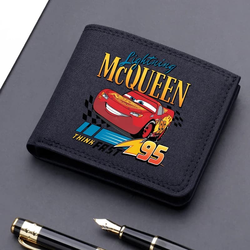 Lightning McQueen Canvas Wallets Anime Cars Multi-card Slot Billfolds Boys Girls Folding Card Holders New Short Coin Purses Gift